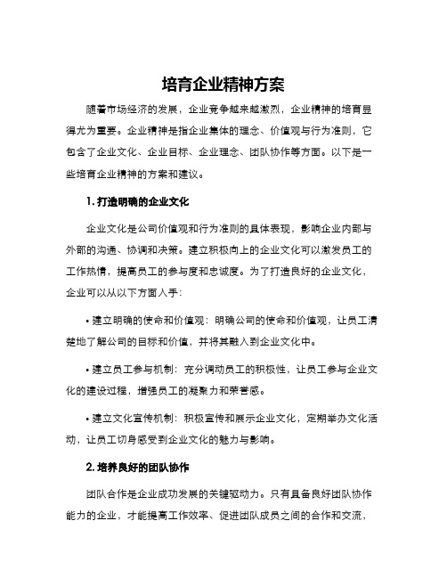 培育企业精神方案