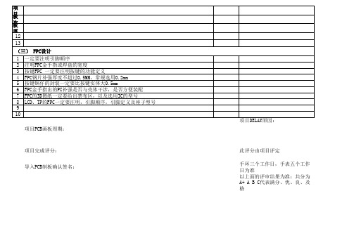 PCB确认表格