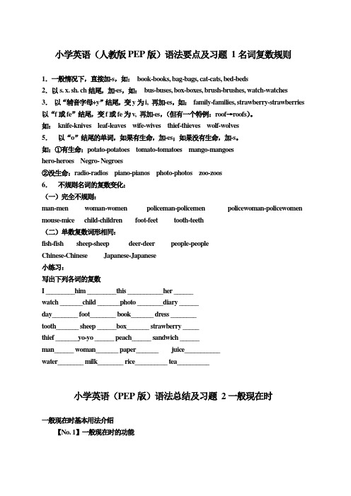 小学英语人教版PEP版语法要点详解及练习题六年级小升初必备大全17页