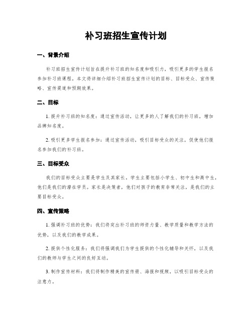 补习班招生宣传计划