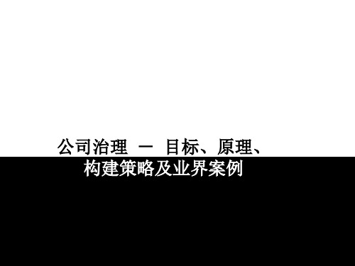 (最新)保险公司治理——目标、原则、构建策略及案例讲义课件