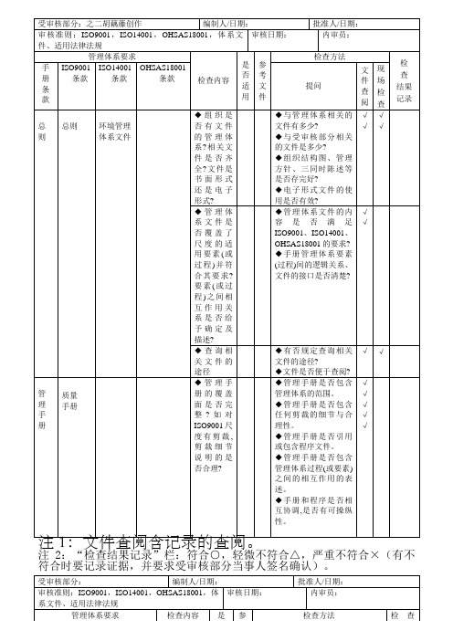 三体系内审检查表