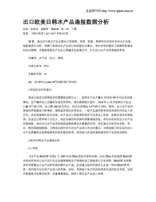 出口欧美日韩水产品通报数据分析