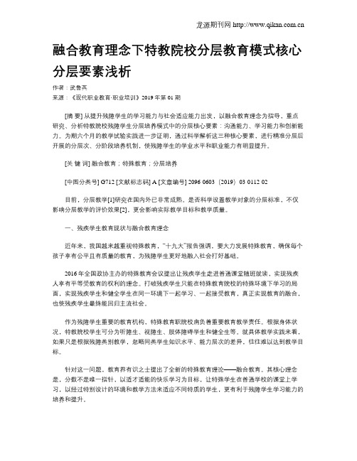 融合教育理念下特教院校分层教育模式核心分层要素浅析