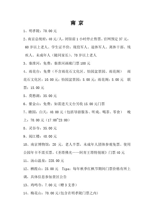 2016年江苏旅游景点攻略