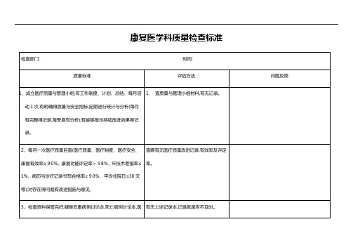 康复医学科质量检查评分标准