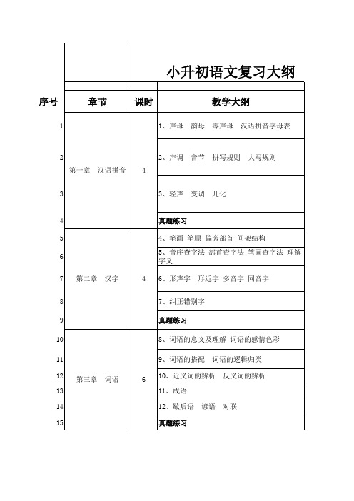 小升初语文复习大纲