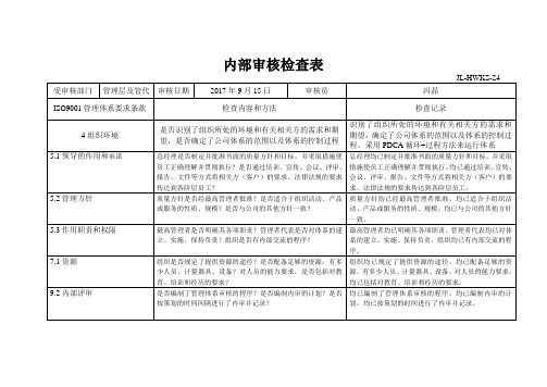 管理层内审检查表