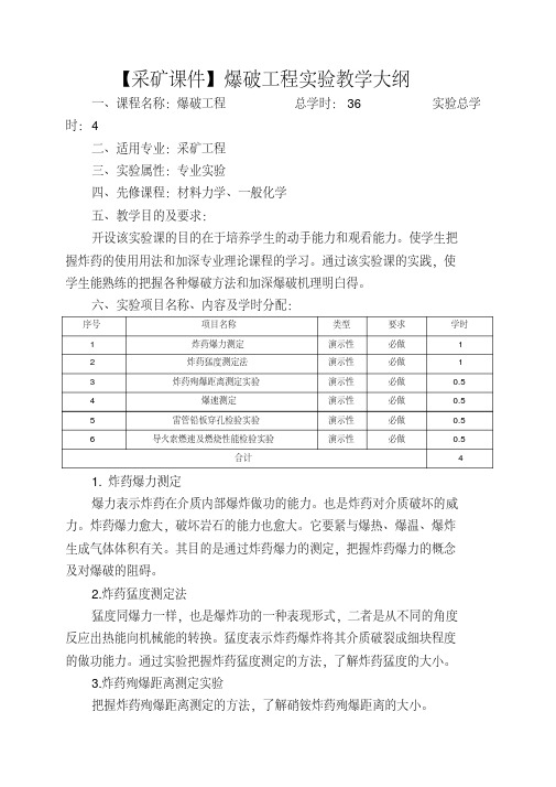 【采矿课件】爆破工程实验教学大纲