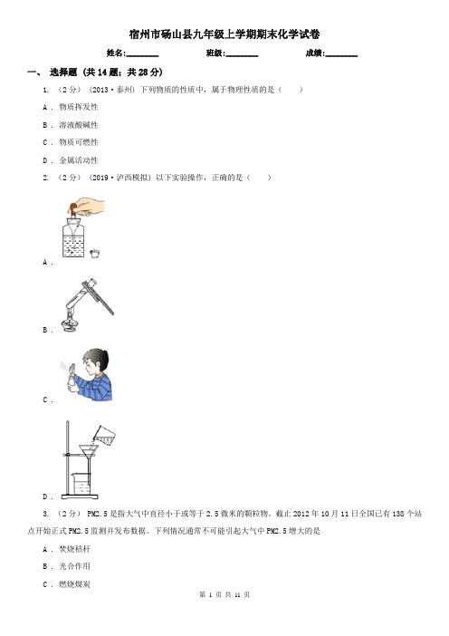 宿州市砀山县九年级上学期期末化学试卷