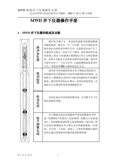 MWD井下仪器操作手册