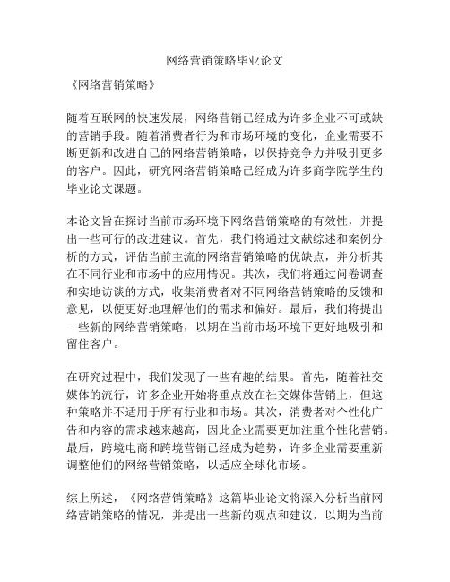 网络营销策略毕业论文