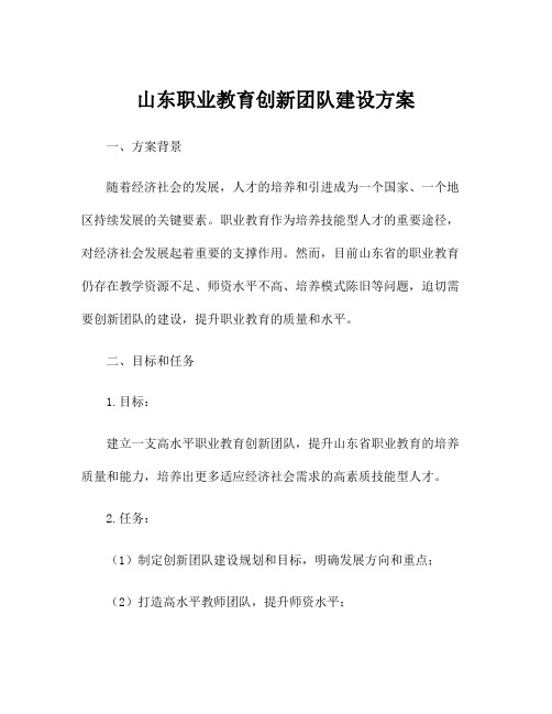 山东职业教育创新团队建设方案