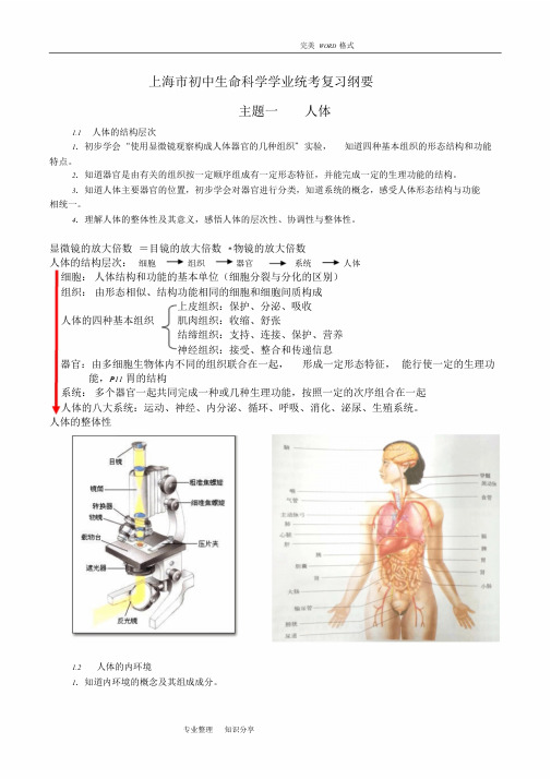 2018年上海初中生命科学考试学业考试复习题纲要课件.doc