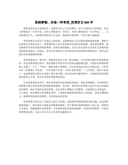 坚持梦想,亦是一种享受_优秀作文800字