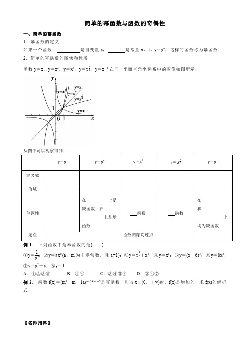 6、幂函数与函数的奇偶性