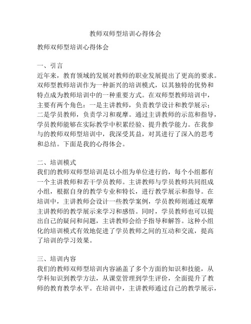 教师双师型培训心得体会