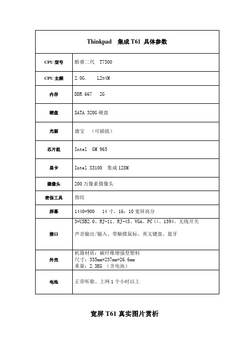 T61参数