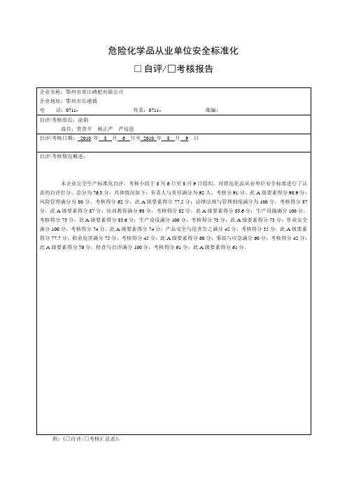 危险化学品从业单位安全标准化表格