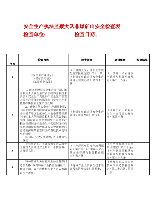 安全生产执法监察大队非煤矿山安全检查表