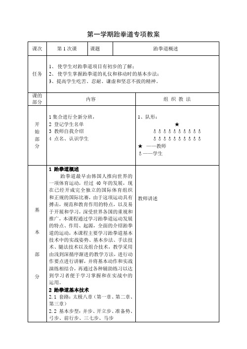 最新大学本科跆拳道教案