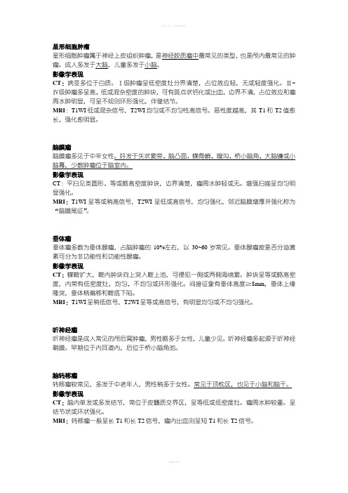 中枢神经系统肿瘤影像学表现