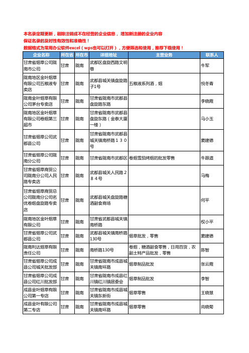 2020新版甘肃省陇南烟草工商企业公司名录名单黄页联系方式大全42家