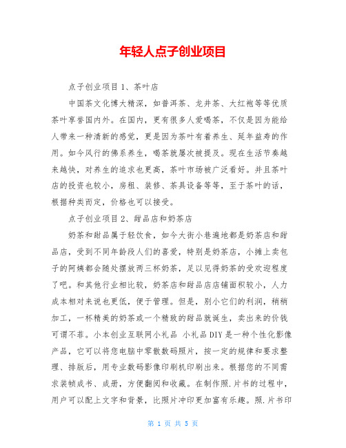 年轻人点子创业项目