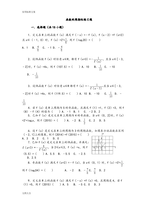 函数地周期性,奇偶性,对称性经典小题练(含问题详解)