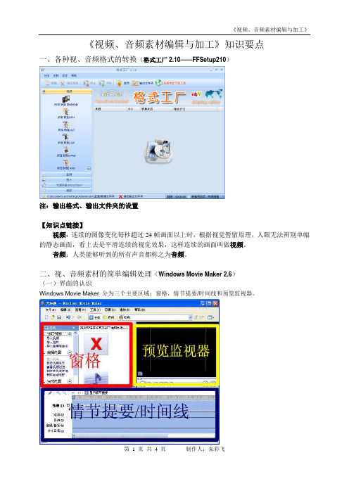 《视频、音频素材编辑与加工》知识要点