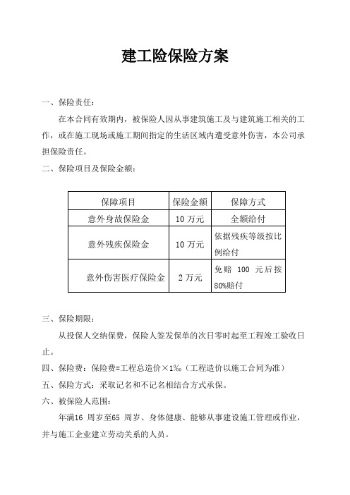 安徽路桥集团建工险方案