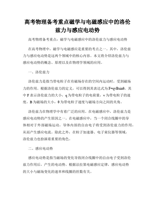 高考物理备考重点磁学与电磁感应中的洛伦兹力与感应电动势