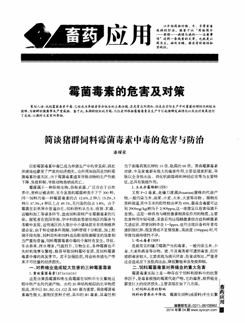 霉菌毒素的危害及对策：简谈猪群饲料霉菌毒素中毒的危害与防治