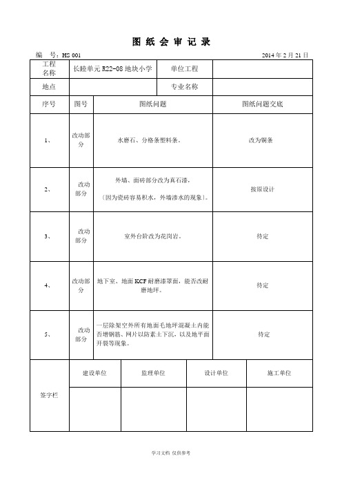 图纸会审记录表