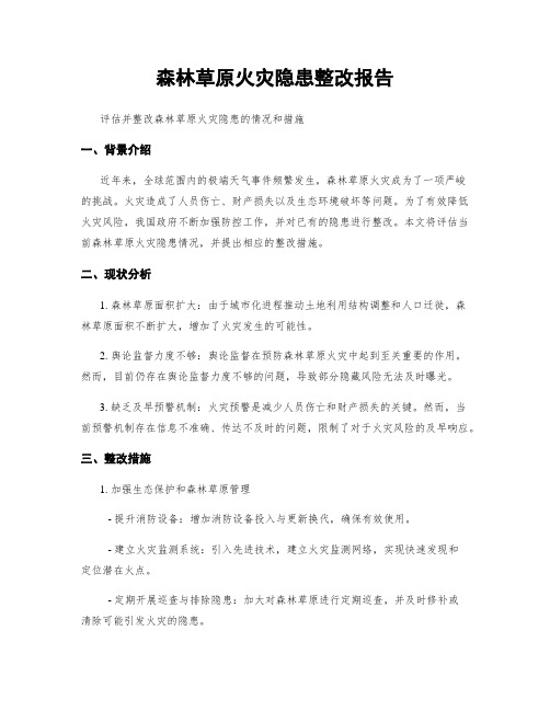 森林草原火灾隐患整改报告