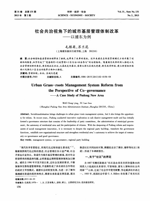 社会共治视角下的城市基层管理体制改革——以浦东为例