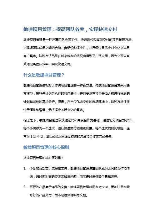 敏捷项目管理：提高团队效率,实现快速交付