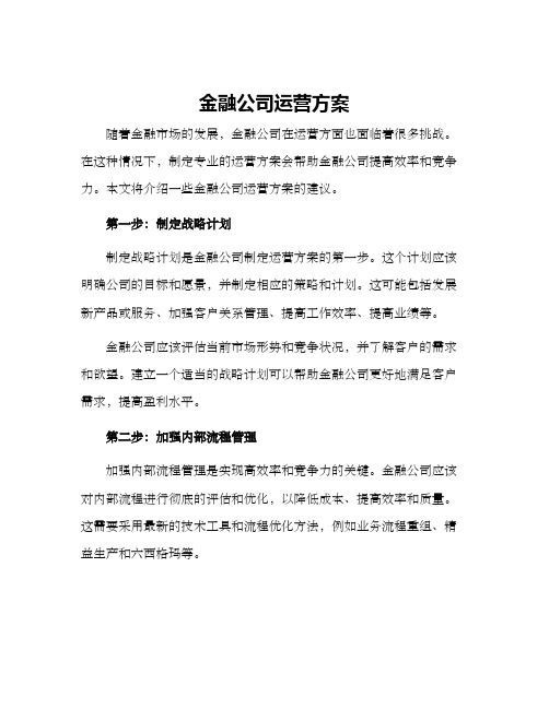 金融公司运营方案