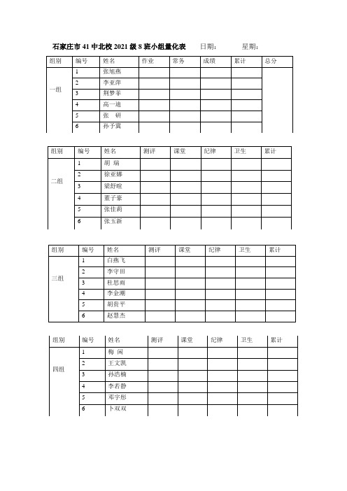 小组量化表格