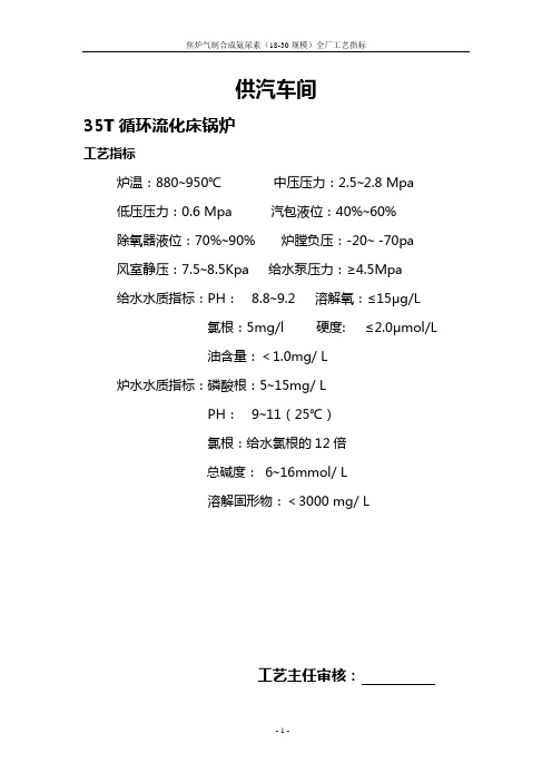 焦炉气制合成氨尿素(18-30规模)全厂工艺指标