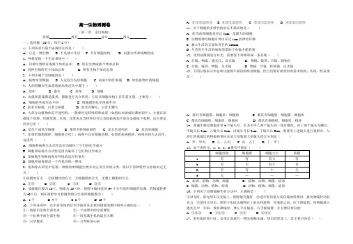 高一生物第3周周测卷 第一章