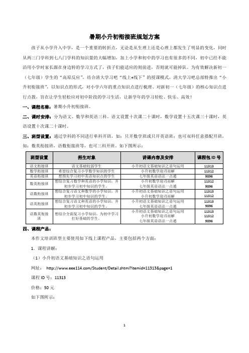 暑期小升初衔接班策划案6.5