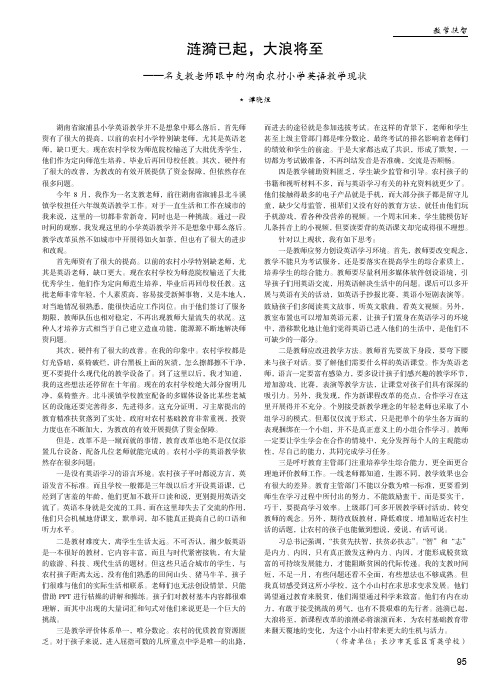 涟漪已起,大浪将至 ——名支教老师眼中的湖南农村小学英语教学现状