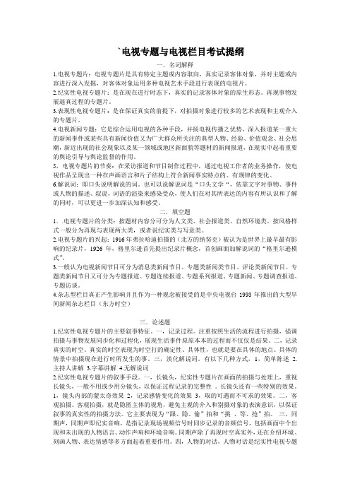 电视专题与电视栏目考试提纲