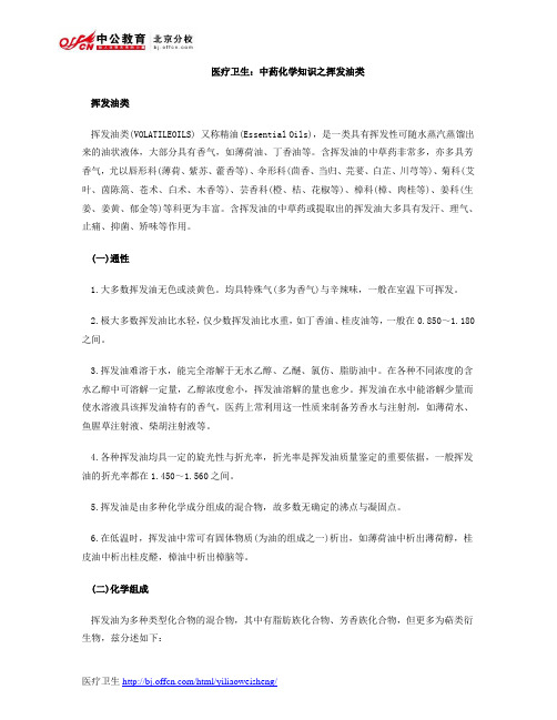 医疗卫生：中药化学知识之挥发油类