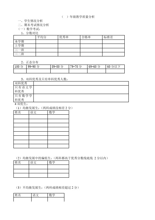 期末教学质量分析表