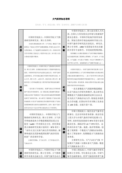 大气科学知名导师