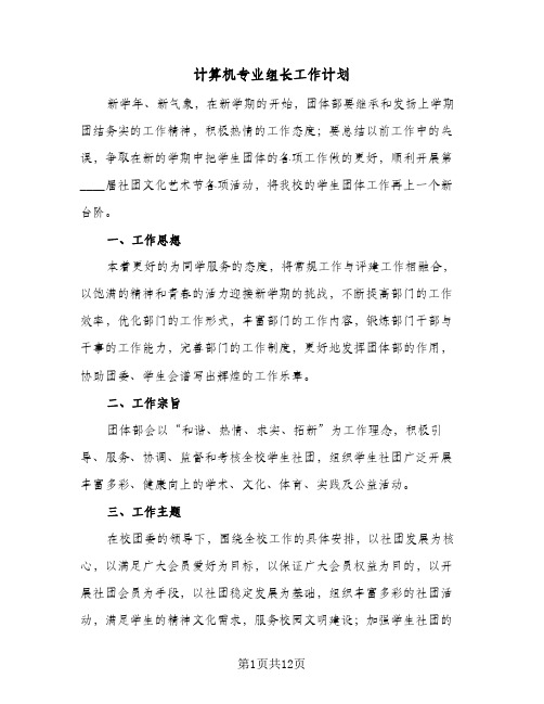 计算机专业组长工作计划(三篇)