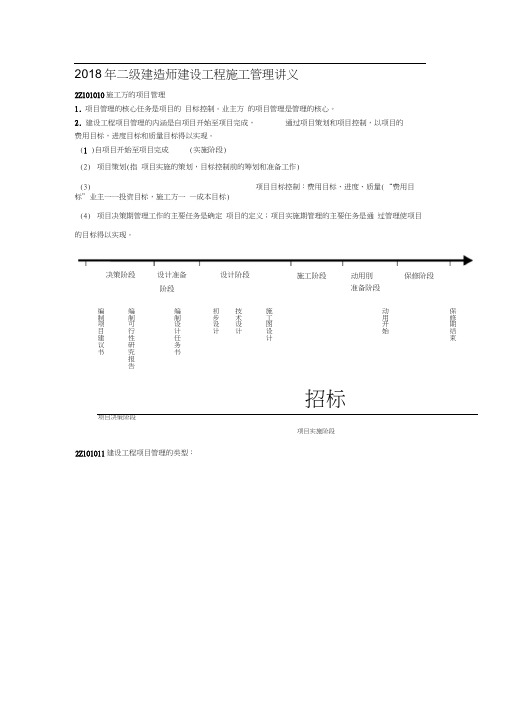 2018二级建造师《施工管理》新版重点笔记