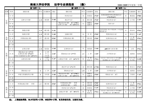 08 09上学期课程表 儋